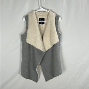 Cavalini Originals Grey Open Front Sherpa Lined Waterfall Vest -Size Medium